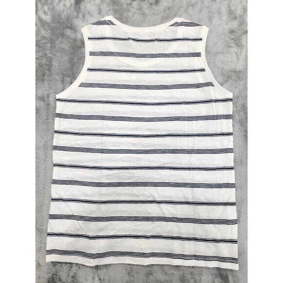 NEW Abercrombie and Fitch Striped Sleeveless Muscle Tee Size S White Blue Casual - Picture 2 of 7
